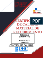 Certificados de Calidad MAT Erial de Recu Brimiento