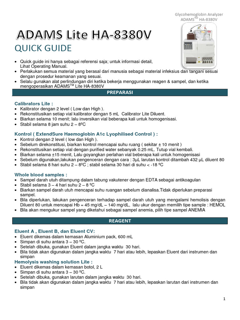 Panduan Penggunaan ADAMS HA-8380V | PDF