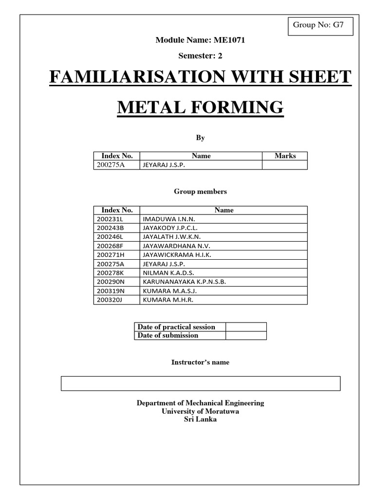 Coursework Sheet Pdf Sheet Metal Mechanical Engineering