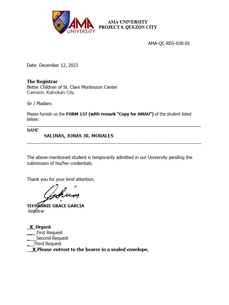 Ama Request Letter F137 | PDF | Finance & Money Management | Sports ...