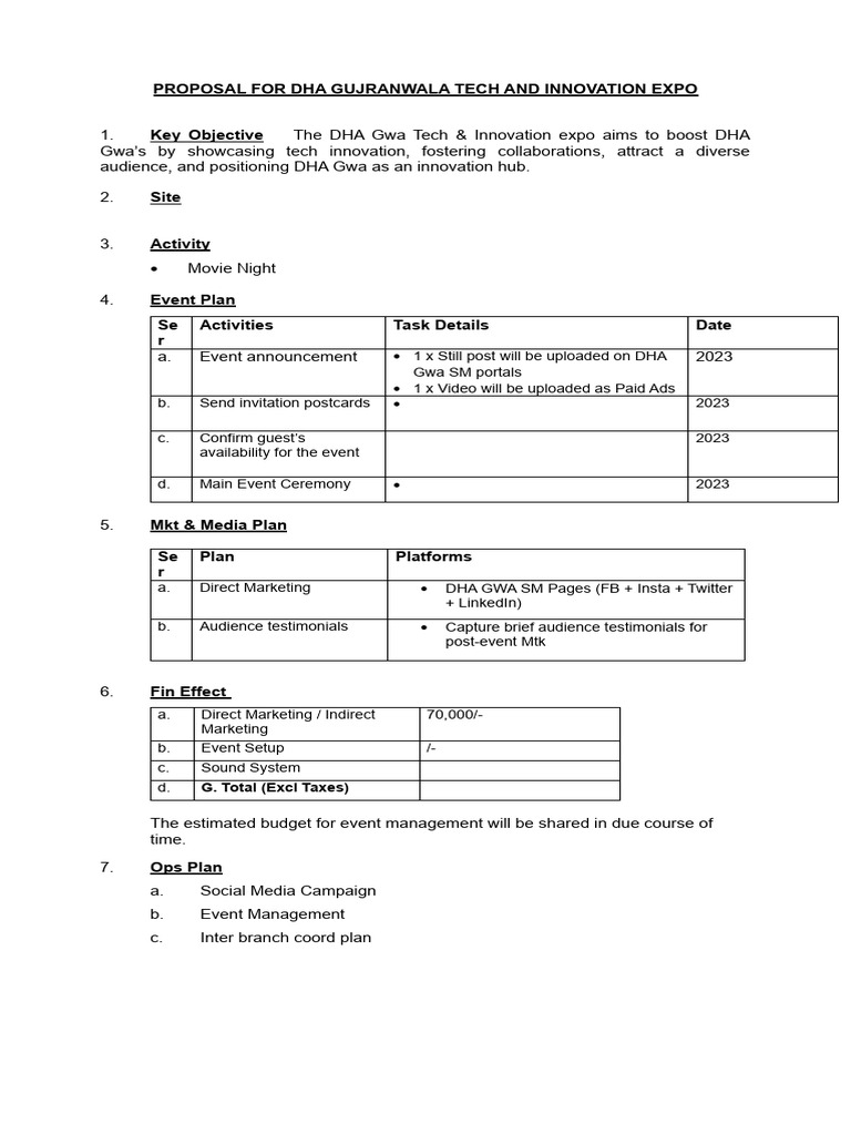 DHA Gujranwala Tech Expo Proposal | PDF