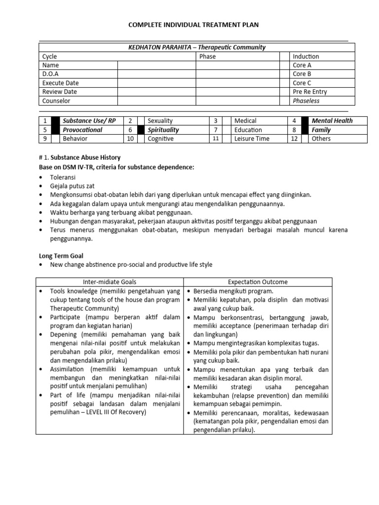 Contoh Treatment Plan | PDF