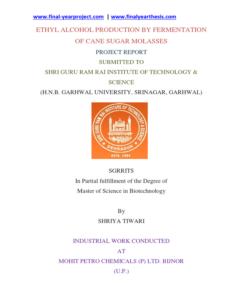 Ethyl Alcohol from Cane Molasses | PDF