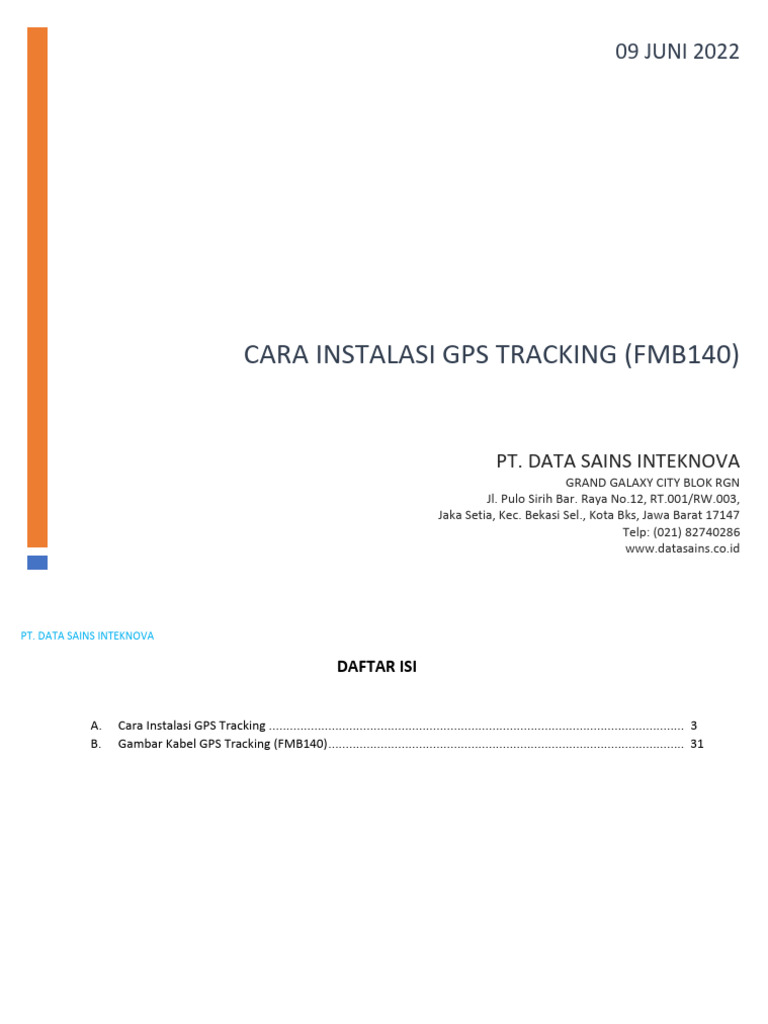 Instalasi GPS FMB140 oleh Intek Nova | PDF