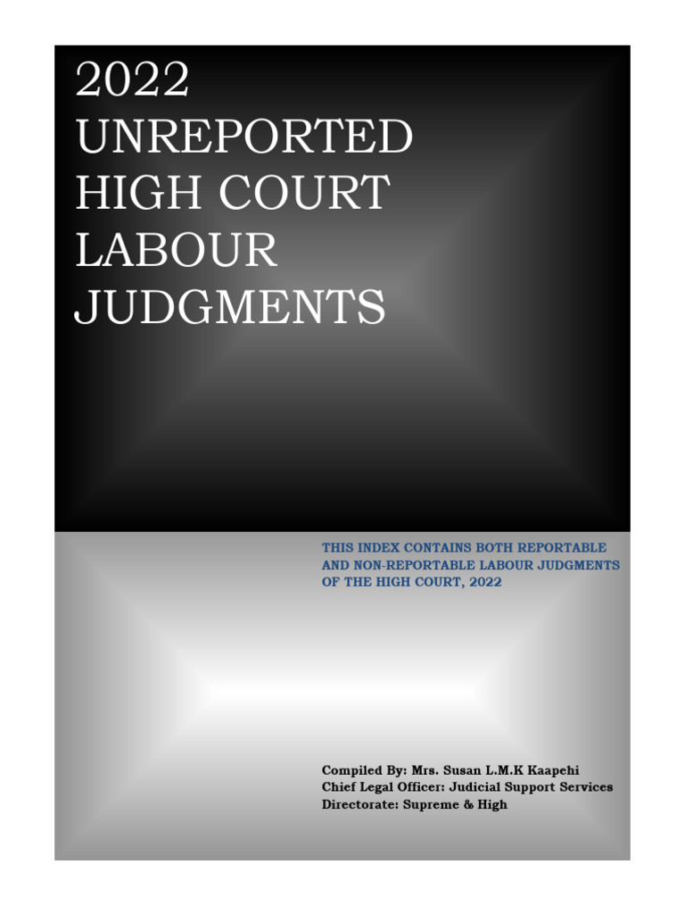 2022 Unreported High Court Labour Judgment Index | PDF | Vexatious ...