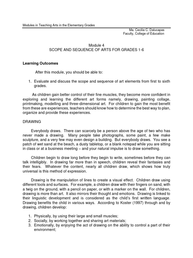 Teaching Arts in Elementary Grades Module | PDF | Printmaking | Paint