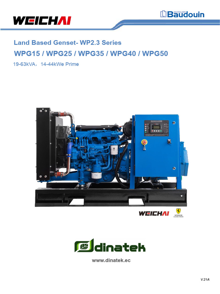 Weichai WP2.3 Genset Specifications | PDF | Engines | Electricity