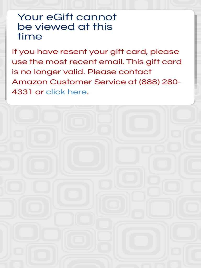 Your EGift Cannot Be Viewed at This Time | PDF