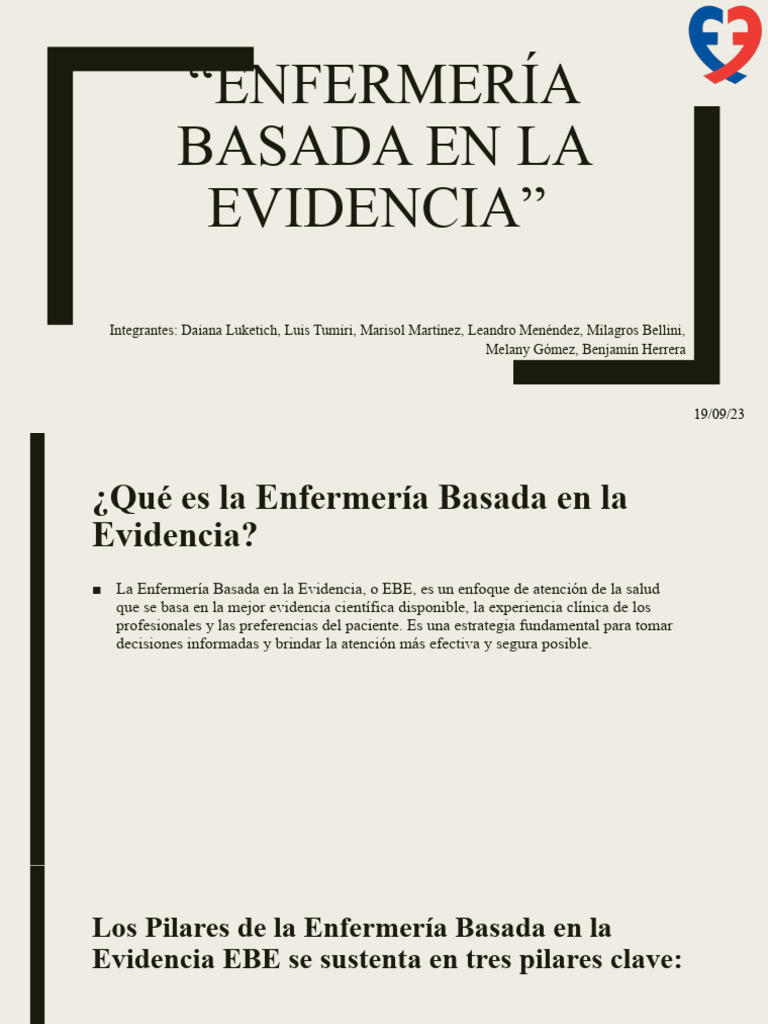 Enfermería Basada en la Evidencia: EBE | PDF | Enfermería | Evidencia ...