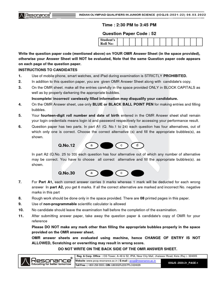 Solution Paper Code 52 v1 | PDF