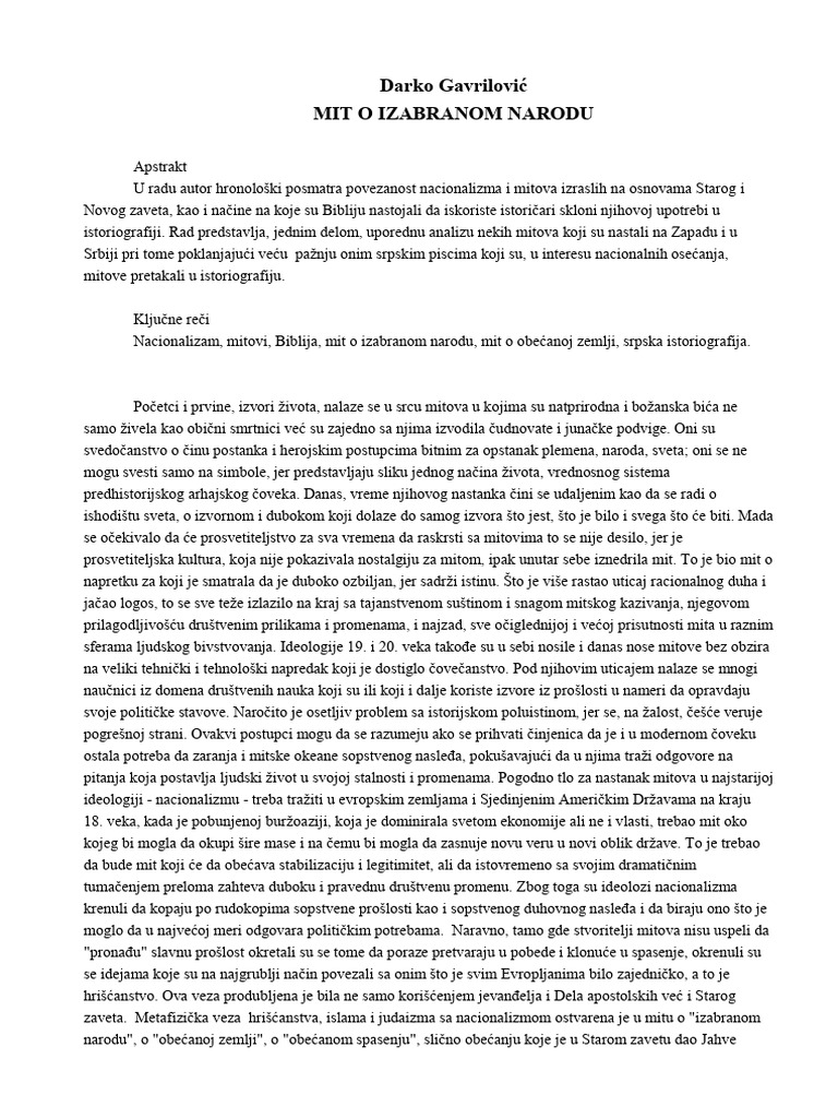 Darko gavrilovic mit o izabranom narodu pdf