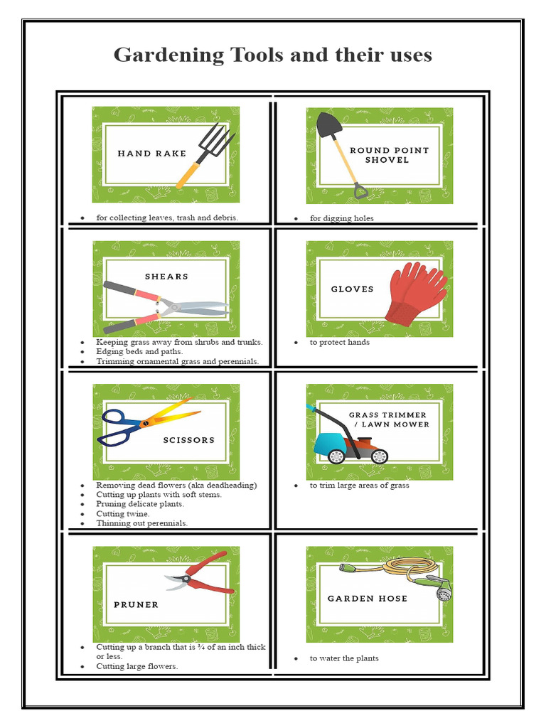 Gardening Tools and their uses PDF