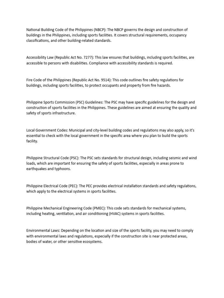 NBCP Overview for Sports Facility Design | PDF | Occupational Safety ...