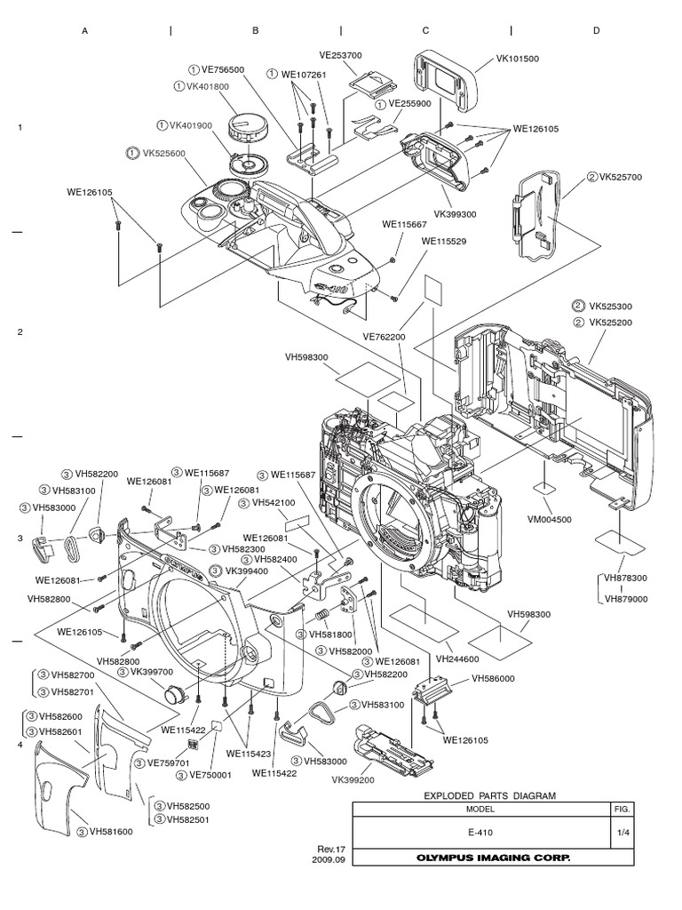 E-410 Exploded Parts Diagram Guide | PDF | Equipment | Manufactured Goods