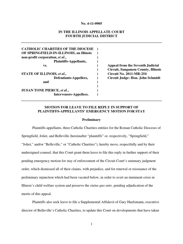 Motion For Leave To File Reply in Support of Illinois Catholic