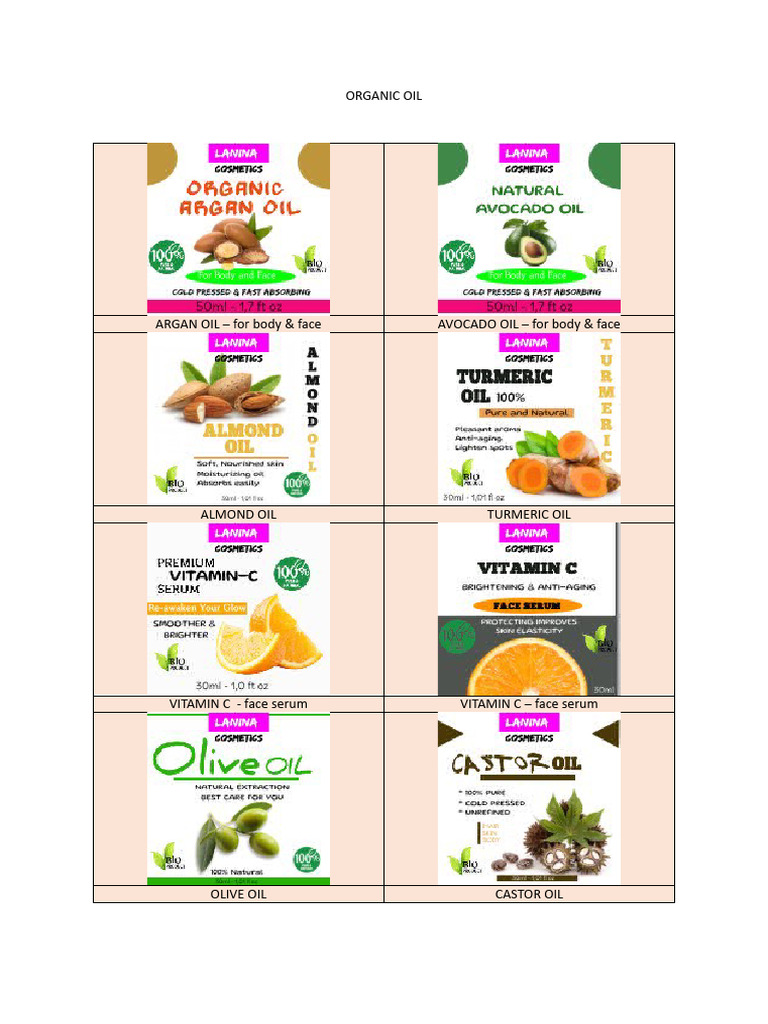 ORGANIC OIL Catalogue PDF