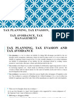 Tax Planning, Tax Evasion, Tax Avoidance, Tax Management