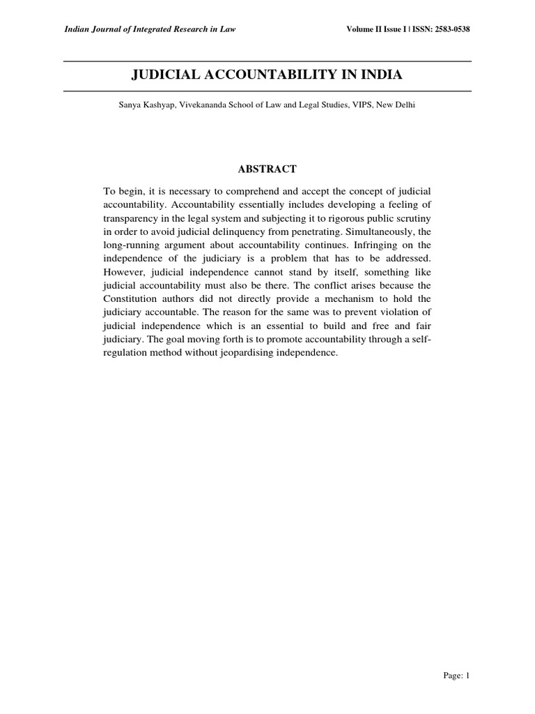 Judicial Accountability in India PDF Impeachment Judiciaries