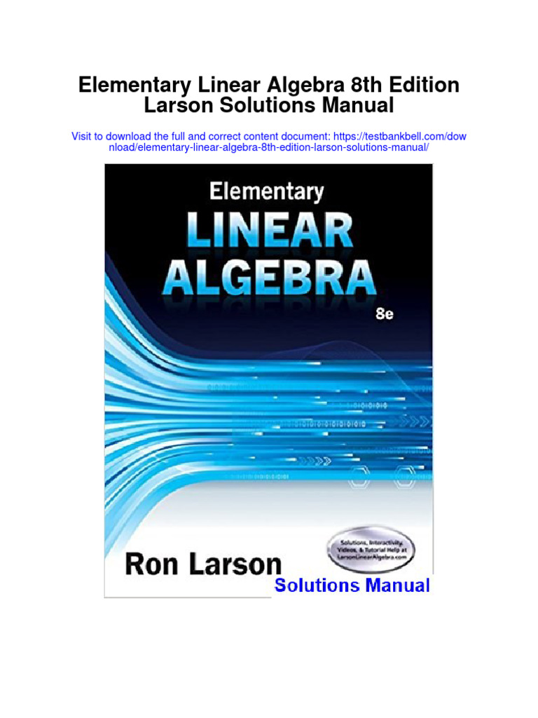 Elementary linear algebra ron larson 8th edition pdf