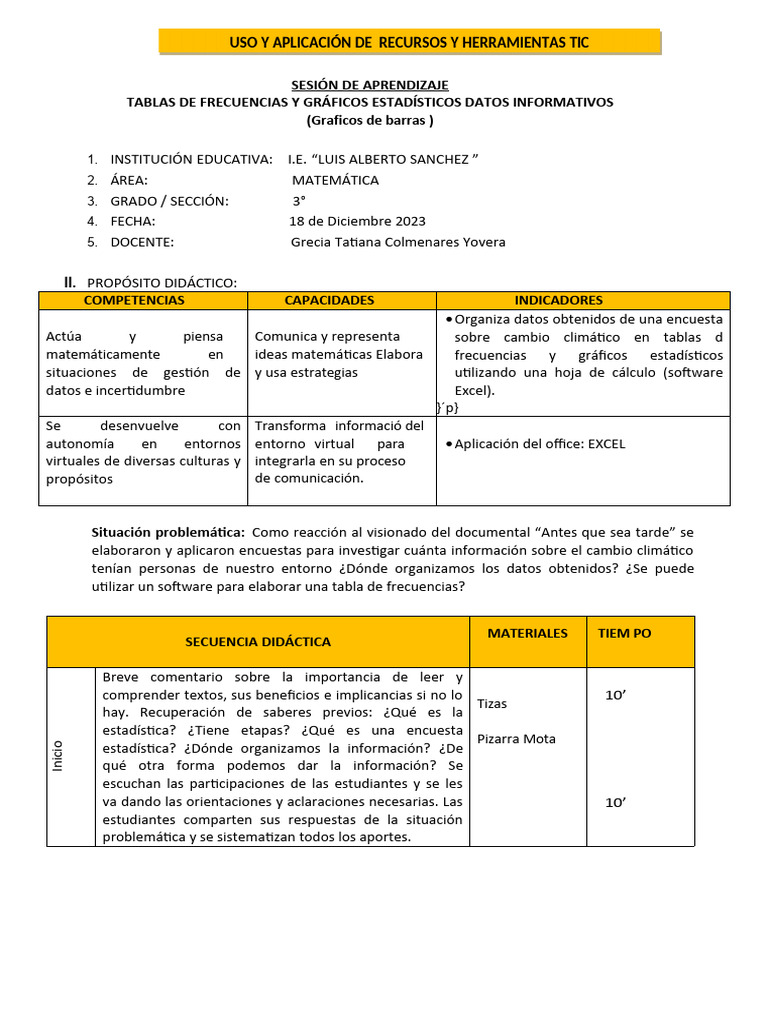 Sesion de Aprendizaje - Tercer Grado 18 de Diciembre | PDF