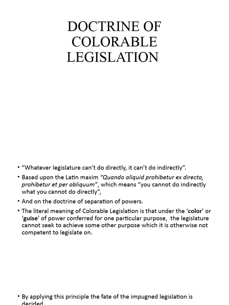 Doctrine of Colorable Legislation Explained | PDF | Constitution ...