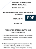 Promotion of Food Supply and Proper Nutrition