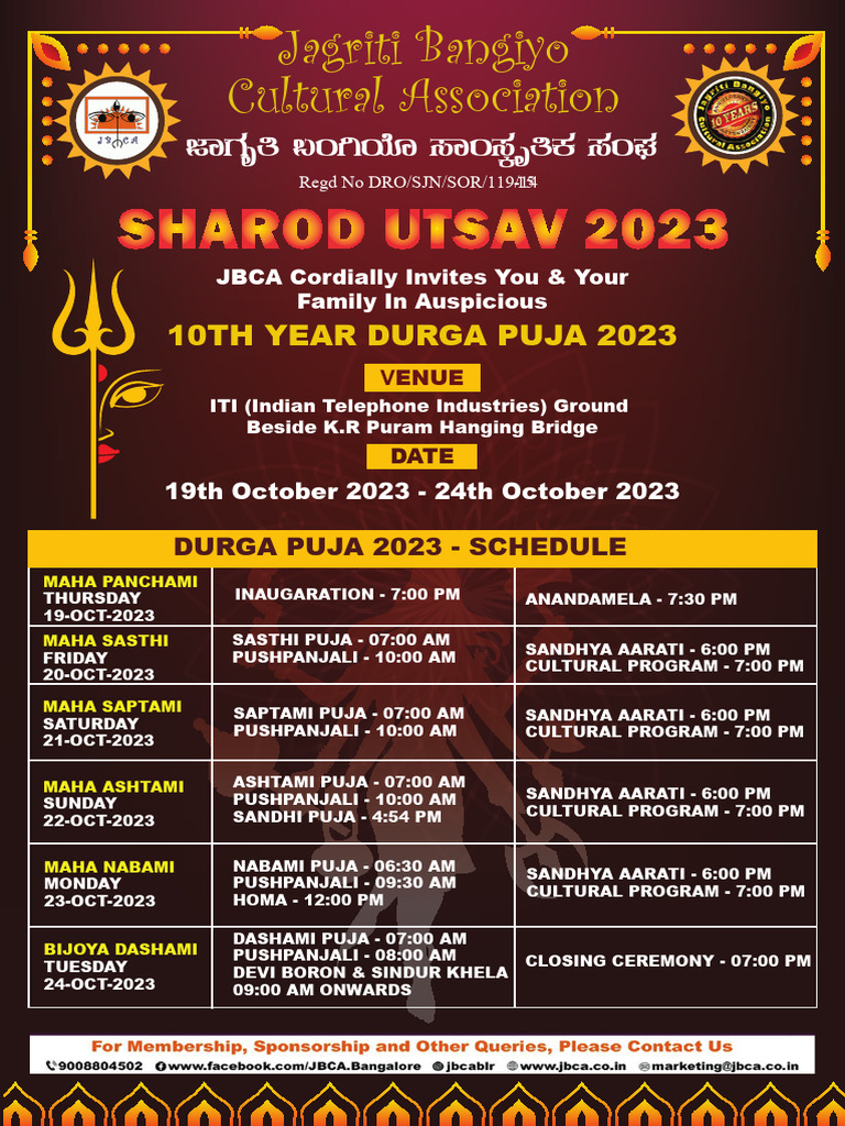 Durga Puja 2023 Schedule PDF