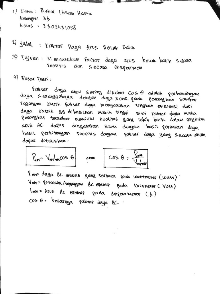 Laprak Faktor Daya Arus Ac | PDF