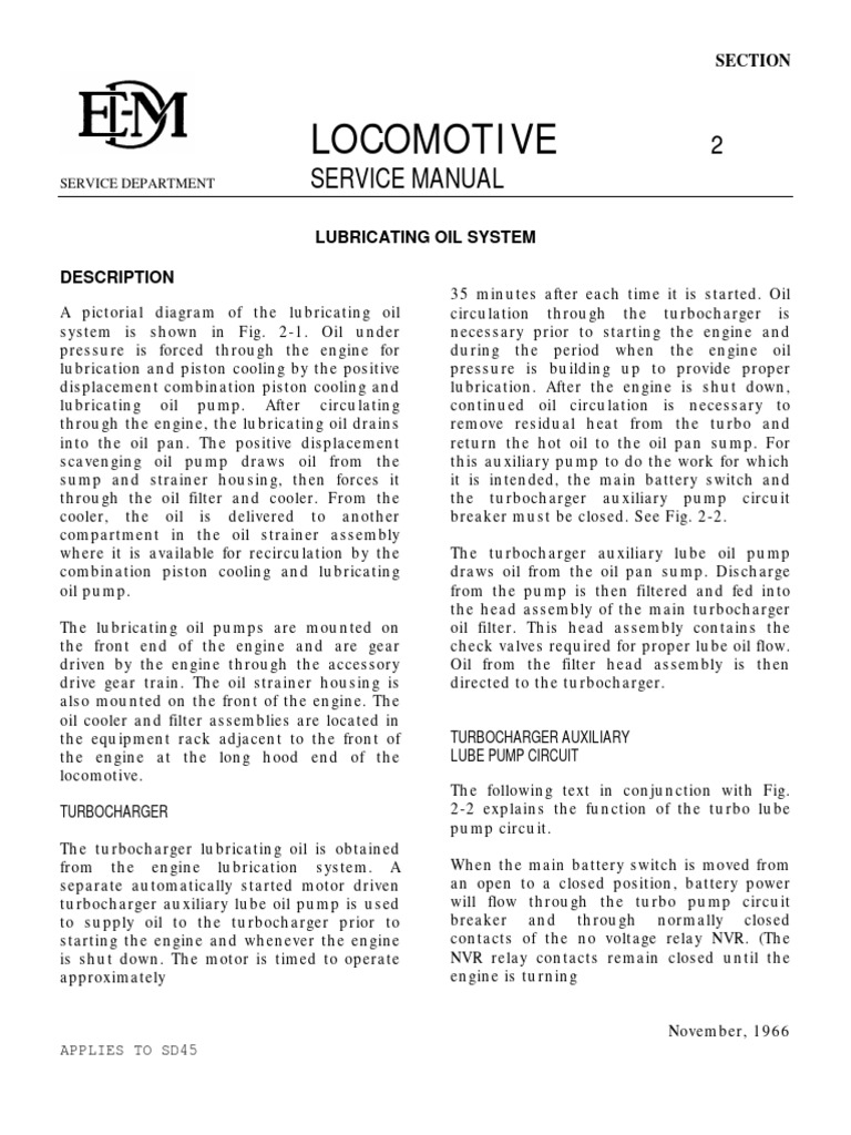 Lubricating Oil System for GE Locomotives | PDF | Relay | Turbocharger