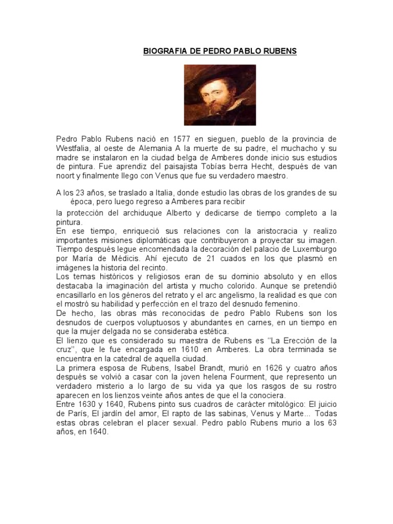 Biografia de Pedro Pablo Rubens Peter