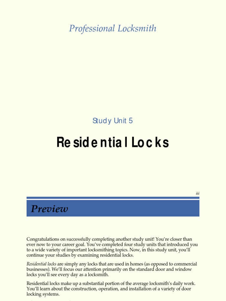 Understanding Residential Locks | PDF | Garage (Residential) | Door