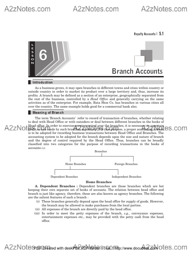 Branch Accounting: Dependent vs Independent | PDF | Debits And Credits ...