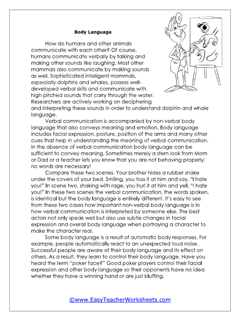 Comprehension body language into pace the flying tomato pdf pdf