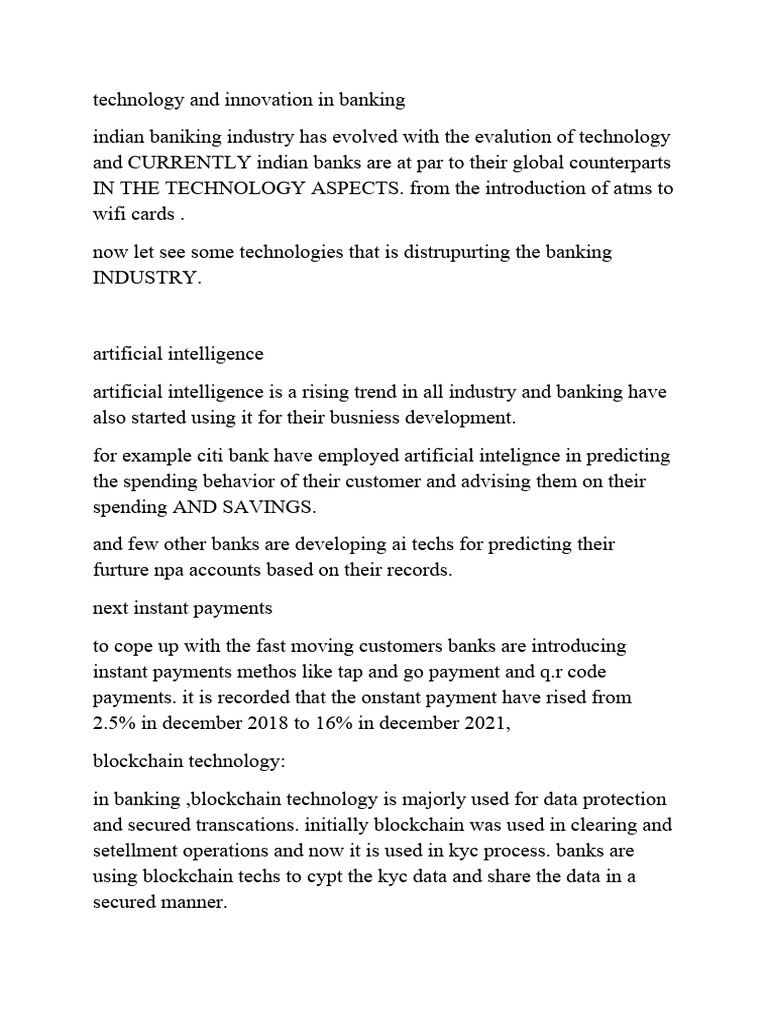 technology and innovation in banking PDF