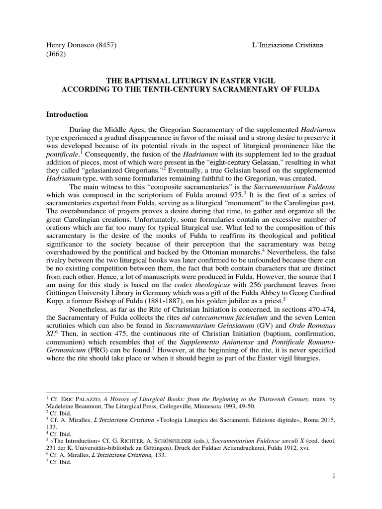 The Baptismal Liturgy in The Easter Vigil According To The Sacramentary ...