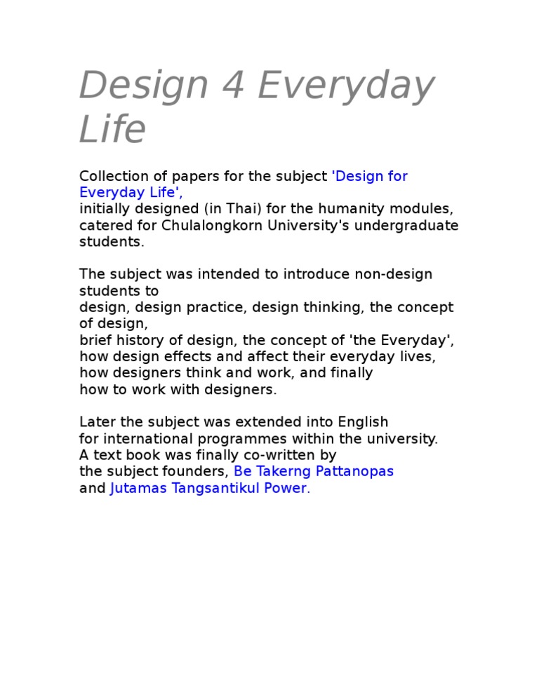 Design for Everyday Life Overview | PDF