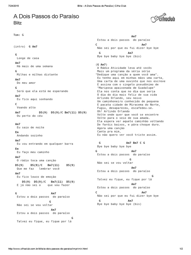 A Dois Passos Do Paraíso - Blitz | PDF | Música gravada