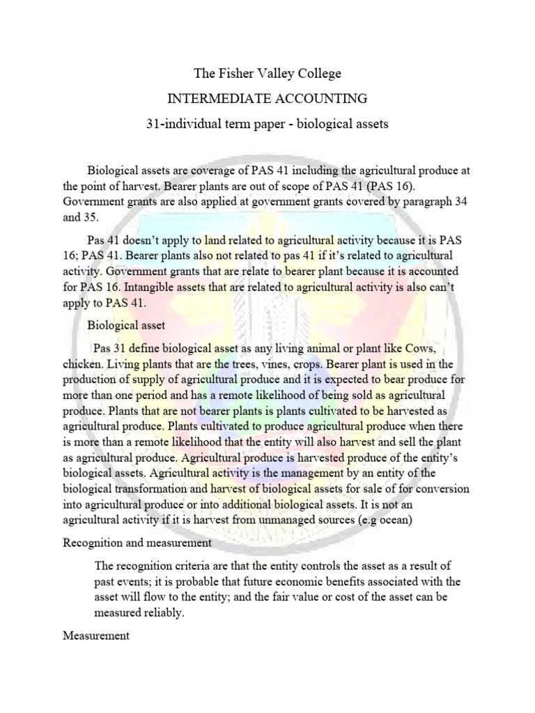 Biological Assets Pdf Fair Value Cost