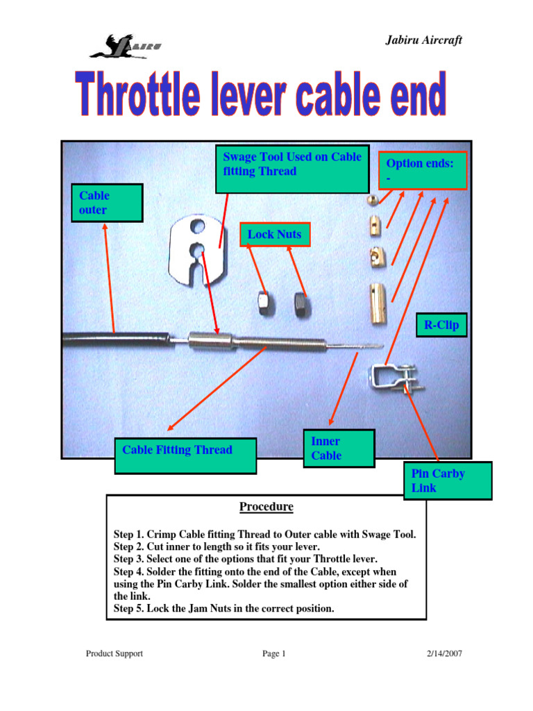 Throttle Cable Kit Procedure PDF Nut (Hardware) Equipment