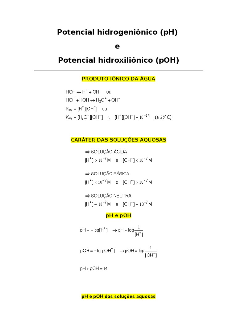 Potencial Hidrogeniônico | PDF