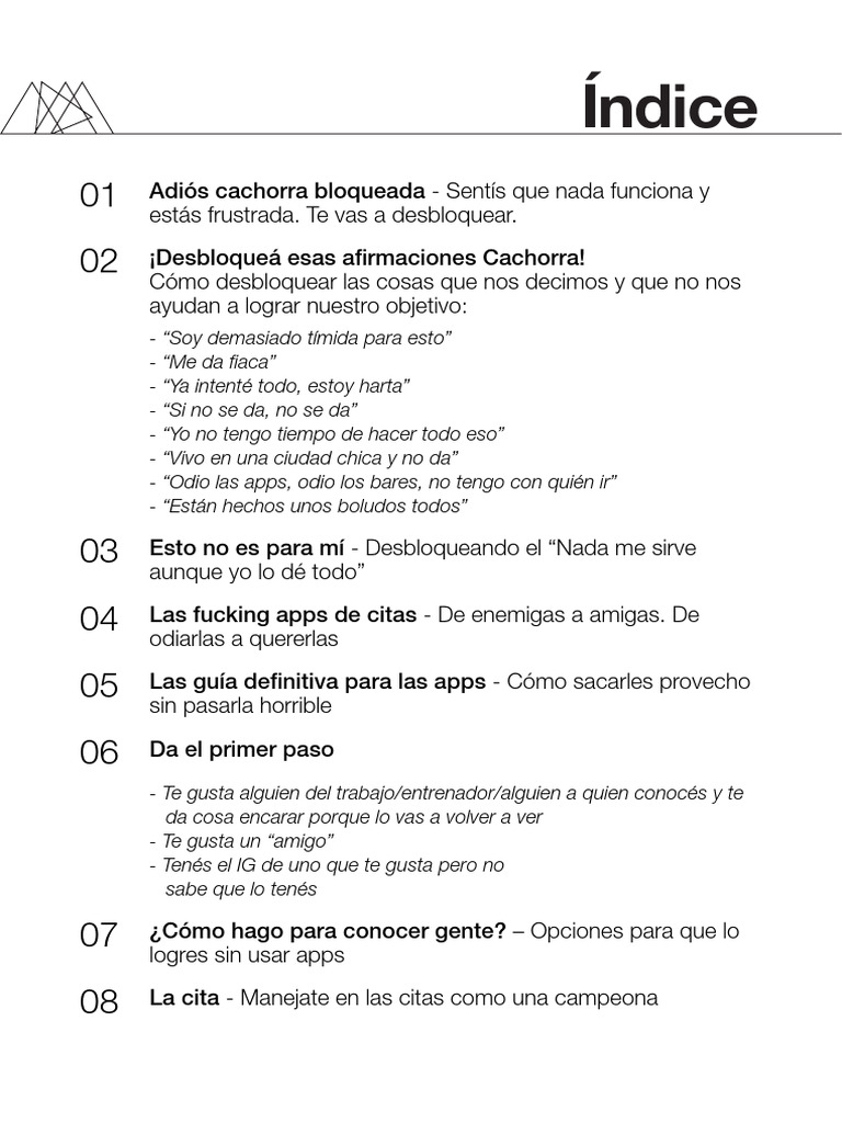 AdiosCachorra Bloqueada Indice | PDF | Relaciones personales, crianza y  desarrollo personal, image size:768x1024