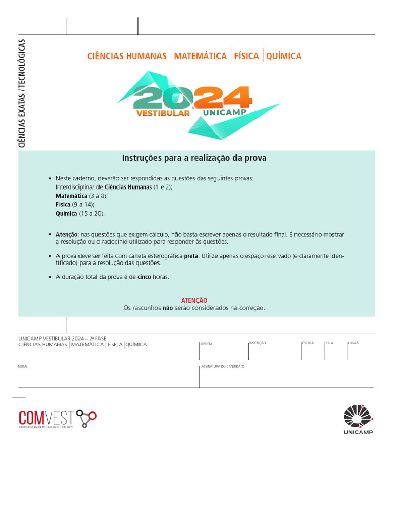Instruções para Prova Unicamp 2024 | PDF | Laser | Desigualdade econômica