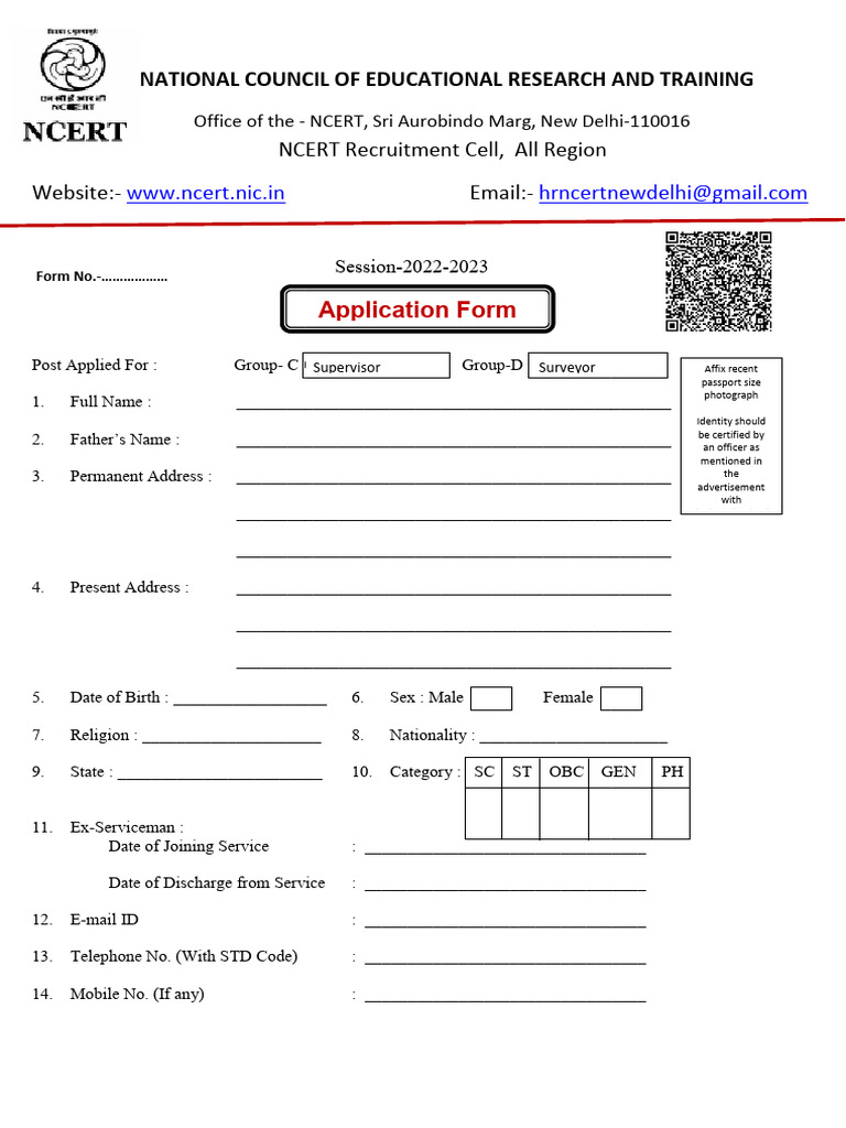 NCERT FORM-2022 | PDF | Government | Government Of India
