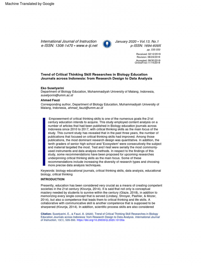 critical thinking jurnal