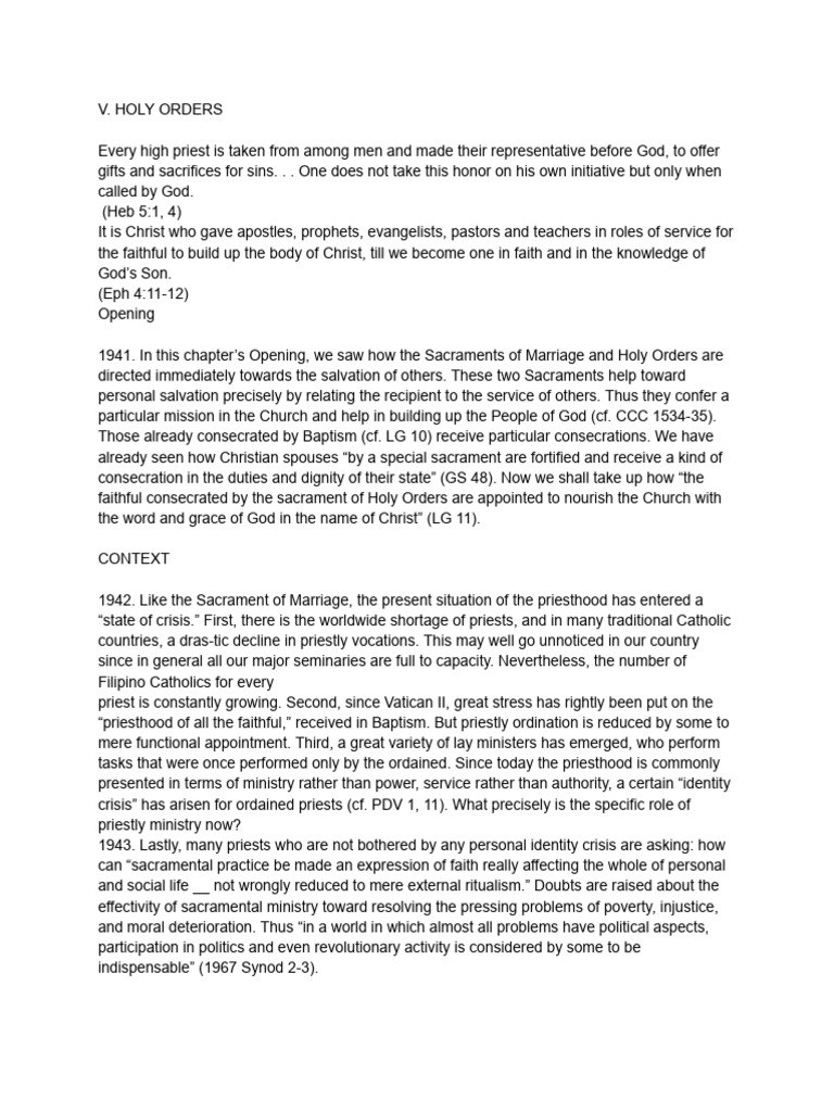 Understanding Holy Orders in Catholicism | PDF | Eucharist | Catholic ...