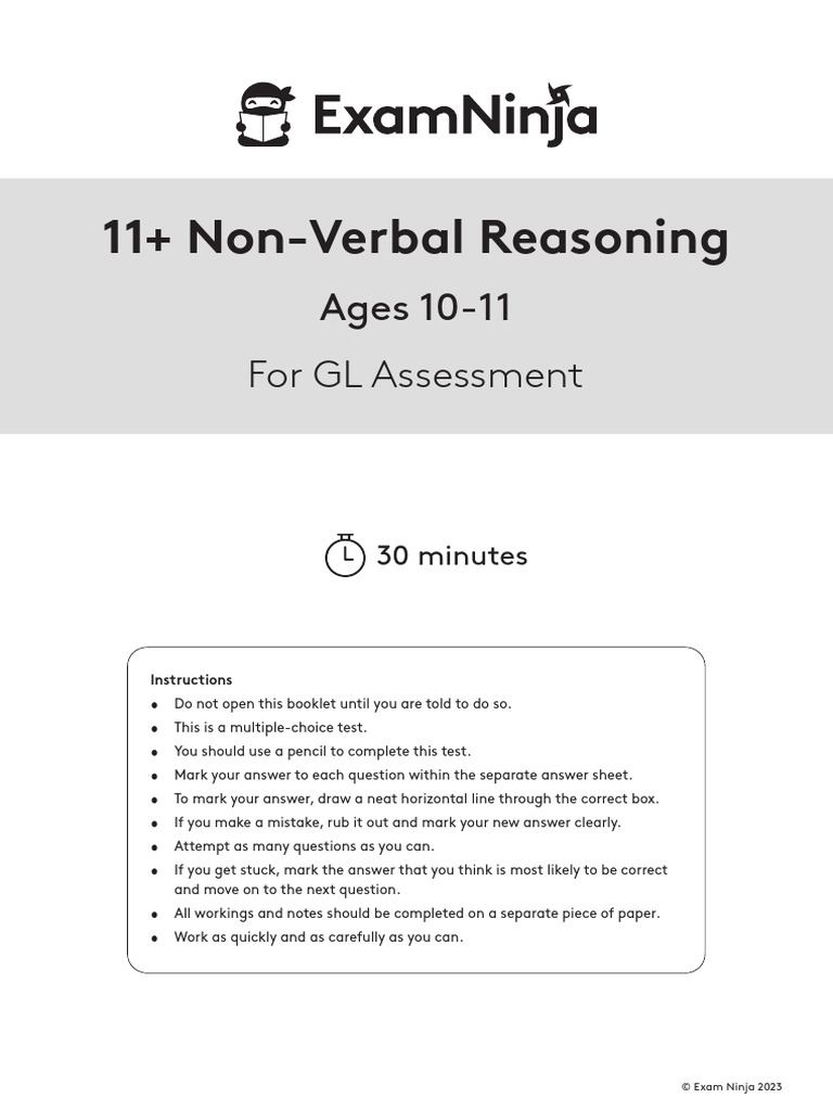 GL 11+ Non-Verbal Reasoning Test | PDF | Educational Assessment And ...