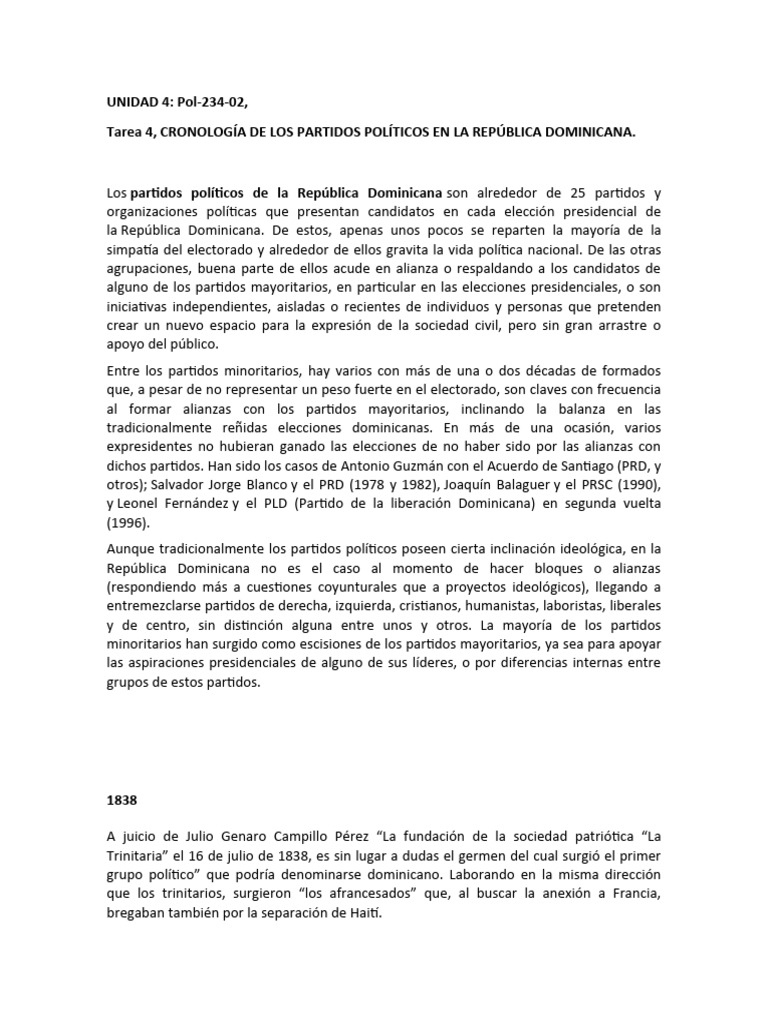 Cronología de Partidos Políticos en RD | PDF