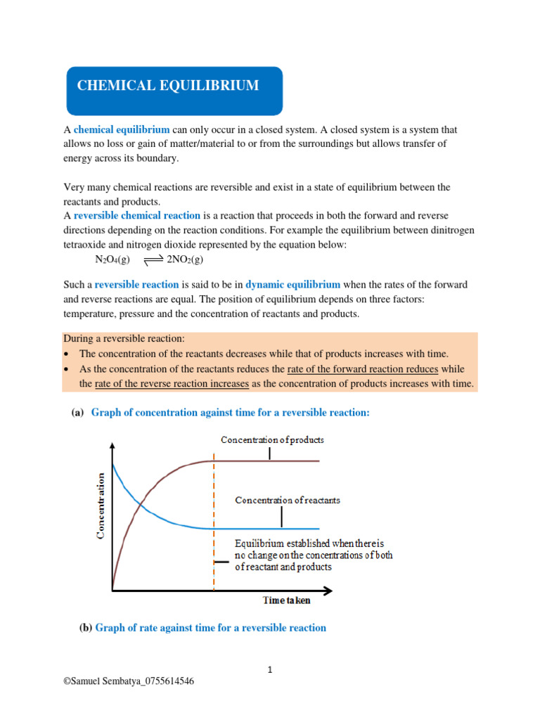 Chemical Equibria - 2021 - 2023 | PDF | Chemical Equilibrium | Chemical ...