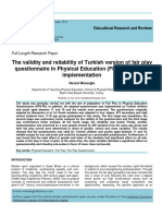 The Validity and Reliability of Turkish