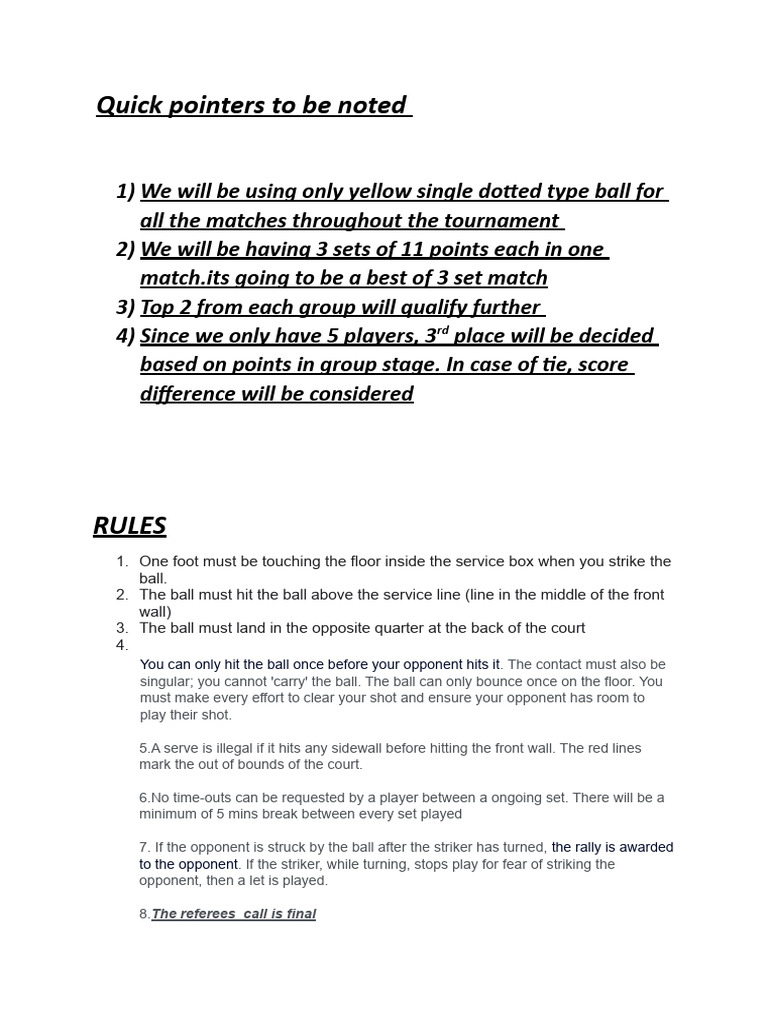 Squash Olympics Rules PDF